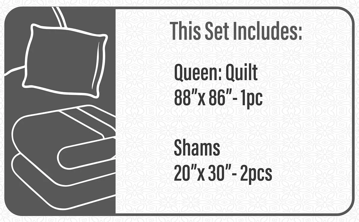 Quilt 3 Piece Set Double/Queen Rainbow