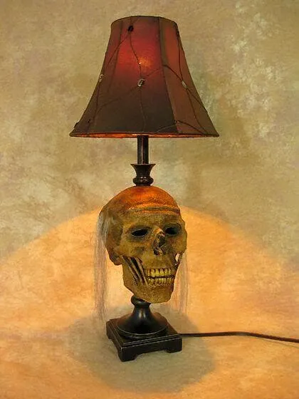 "Desk Lamp with Life-size Corpse Head and Antique Shade" Haunted House Lighting