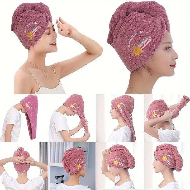 Rainbow Hair Towel Set Soft Cute Quick Drying