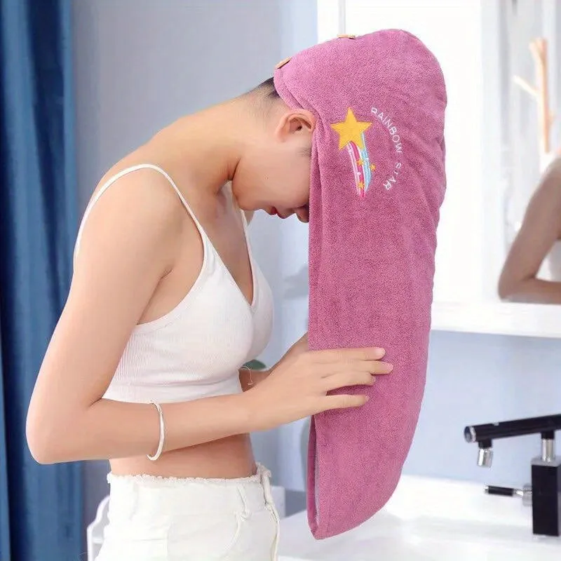 Rainbow Hair Towel Set Soft Cute Quick Drying