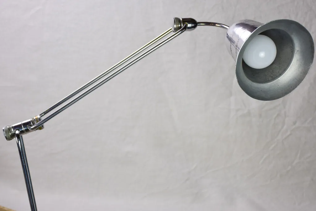 Rare JUMO  articulated clamp lamp from 1945-50 with bell-shaped shade