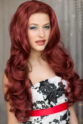 Red 3/4 wig hairpiece (half wig), big loose curls: Orla