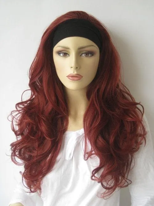 Red 3/4 wig hairpiece (half wig), big loose curls: Orla