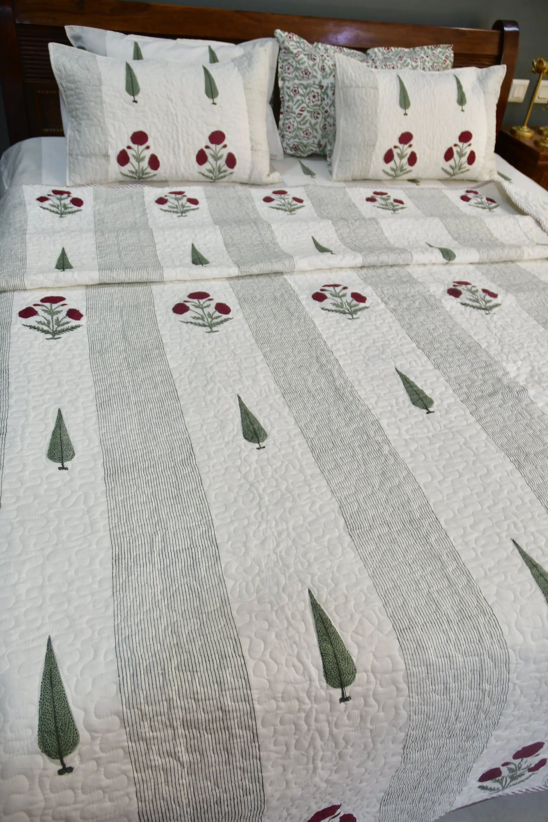 Red Poppy Bedding set : Premium Hand Block Cotton