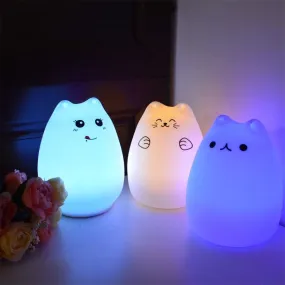 Silicone Cat Night Lamp 7 Colours