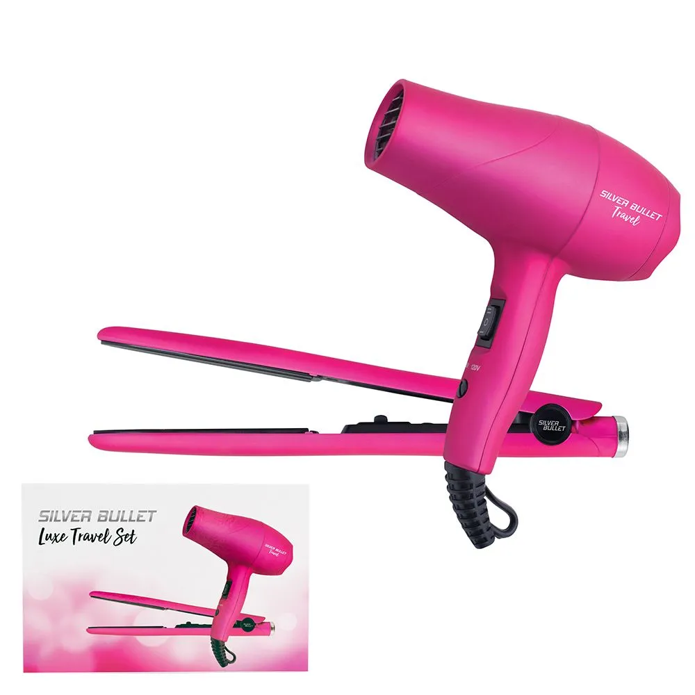 Silver Bullet Luxe Travel Set Dryer 2200W & Straightener - Pink