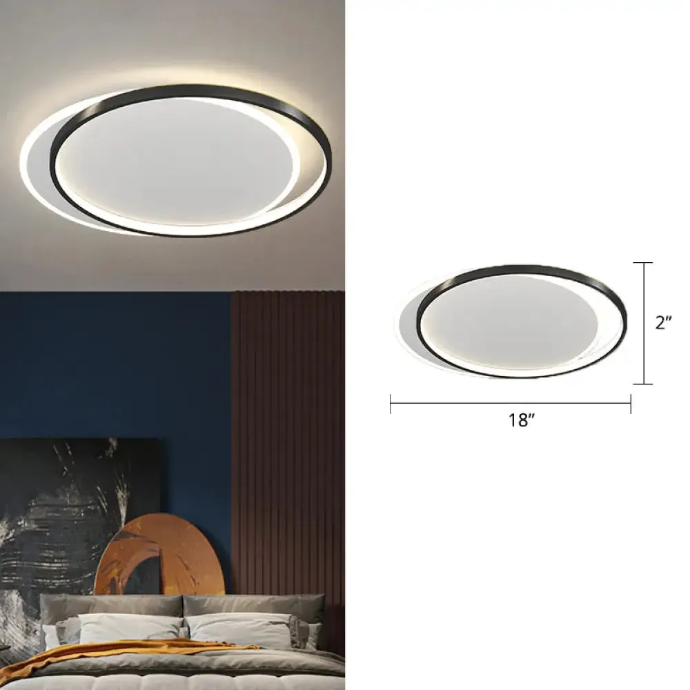 Simplicity Metal LED Flush Mount Ceiling Light with Halo Ring for Bedroom