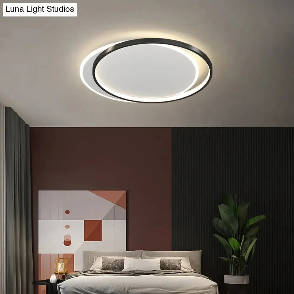 Simplicity Metal LED Flush Mount Ceiling Light with Halo Ring for Bedroom