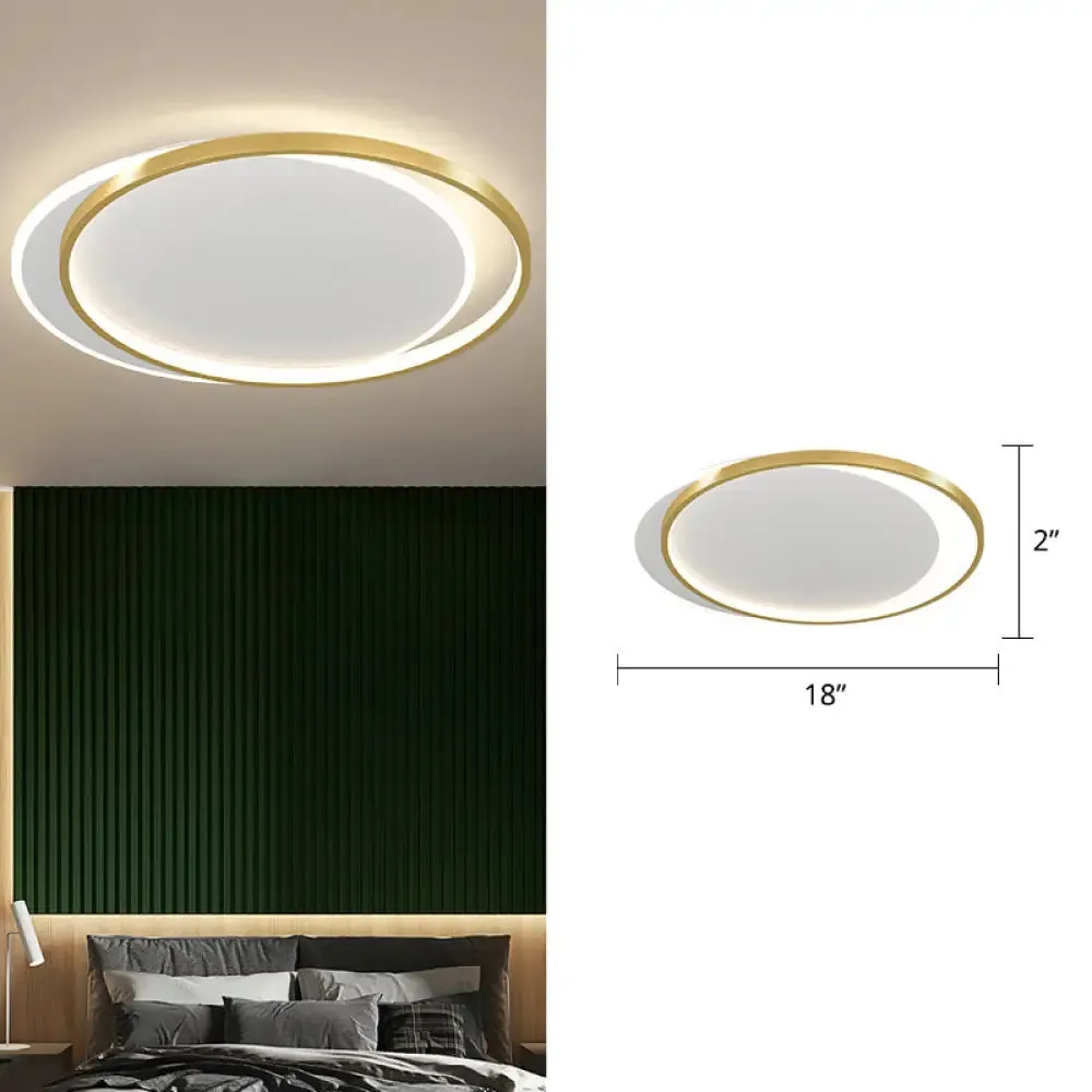 Simplicity Metal LED Flush Mount Ceiling Light with Halo Ring for Bedroom