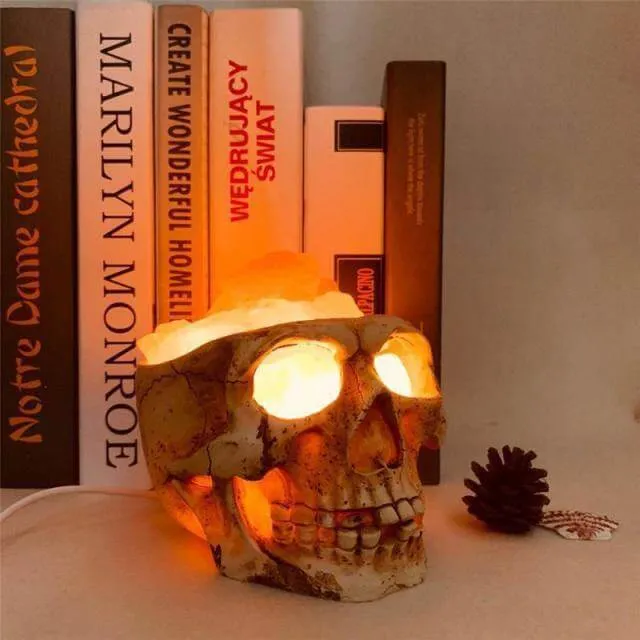 Skull Head Shaped Crystal Salt LED Night Light