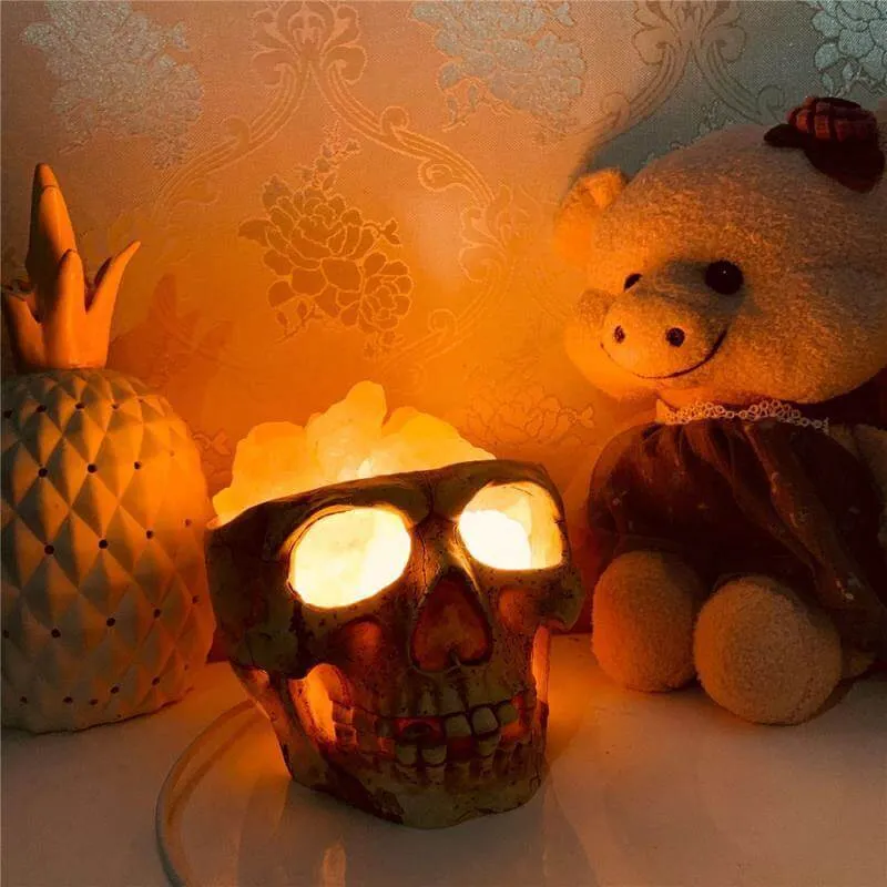 Skull Head Shaped Crystal Salt LED Night Light