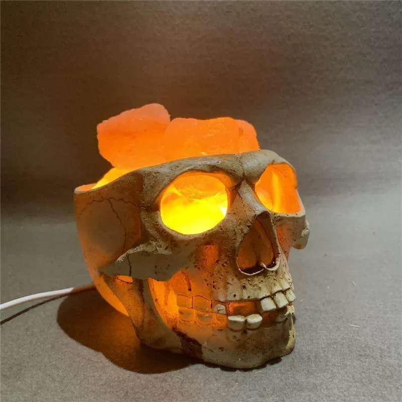 Skull Head Shaped Crystal Salt LED Night Light