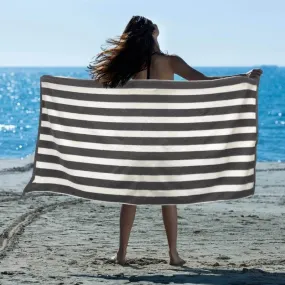 Softouch Striped Cotton Soft Highly Absorbent Terry Cloth Charcoal Beach Towel