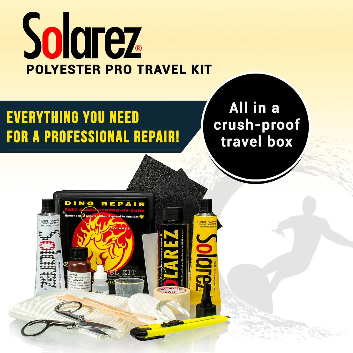 Solarez Polyester Pro Travel Ding Repair Kit