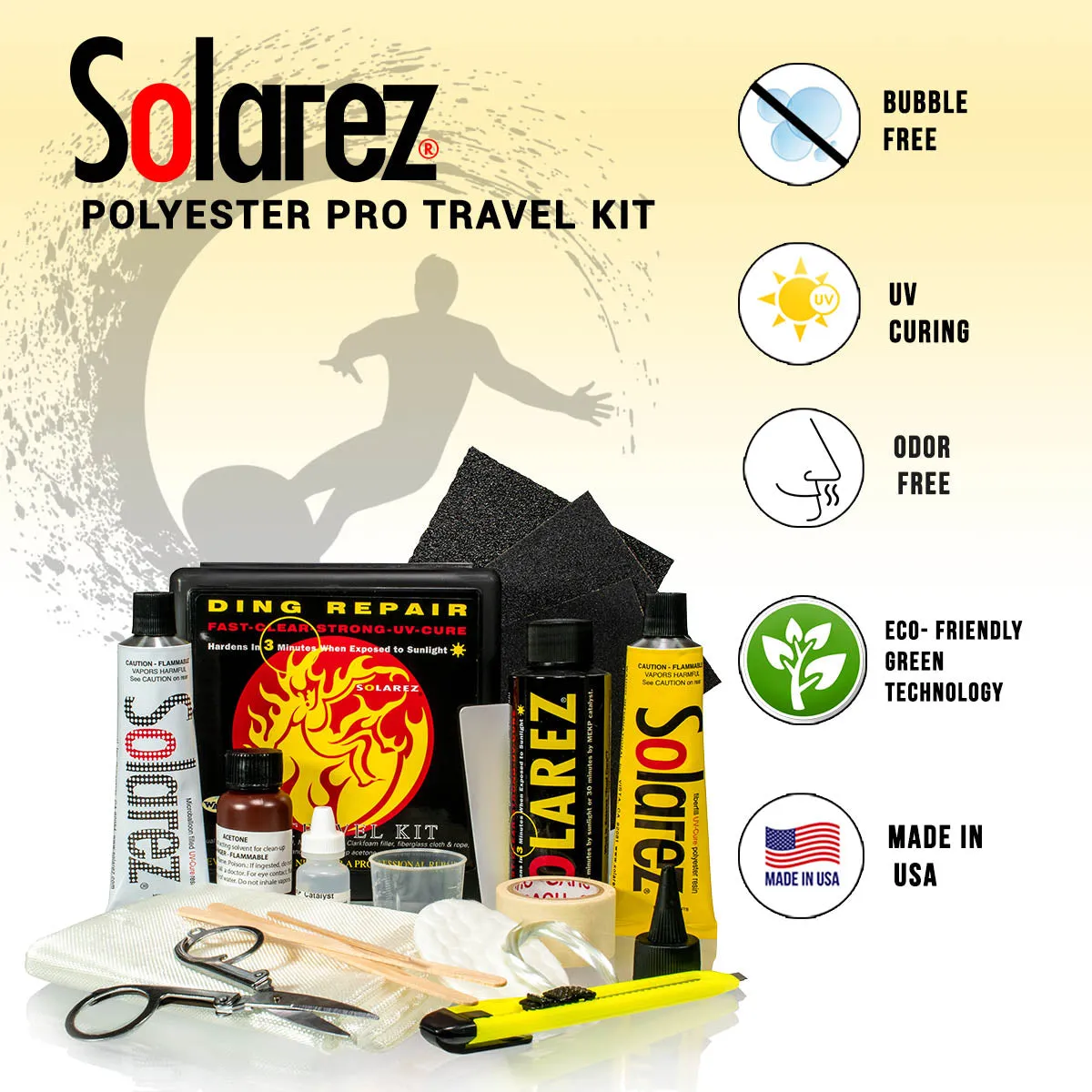 Solarez Polyester Pro Travel Ding Repair Kit