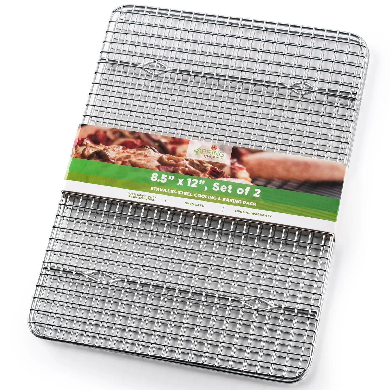 Spring Chef Cooling Rack - Baking Rack - Heavy Duty, 100% Stainless Steel, Oven Safe, 8.5" x 12" Fits Small Quarter Sheet Pan