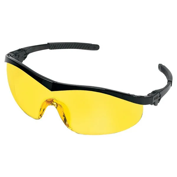 ST114 MCR Safety ST1 Series Safety Glasses, Amber Lens, Nylon Black Temple