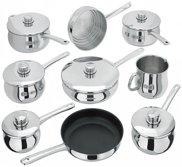 Stellar 1000 9 Piece Stainless Steel Saucepan Set S1F2 Induction Safe