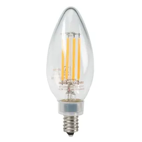 Straight Tip Chandelier Filament bulb, 40W Equivalent, B11 shape, E12 Candalbra base, 2700K, 90 CRI , Clear