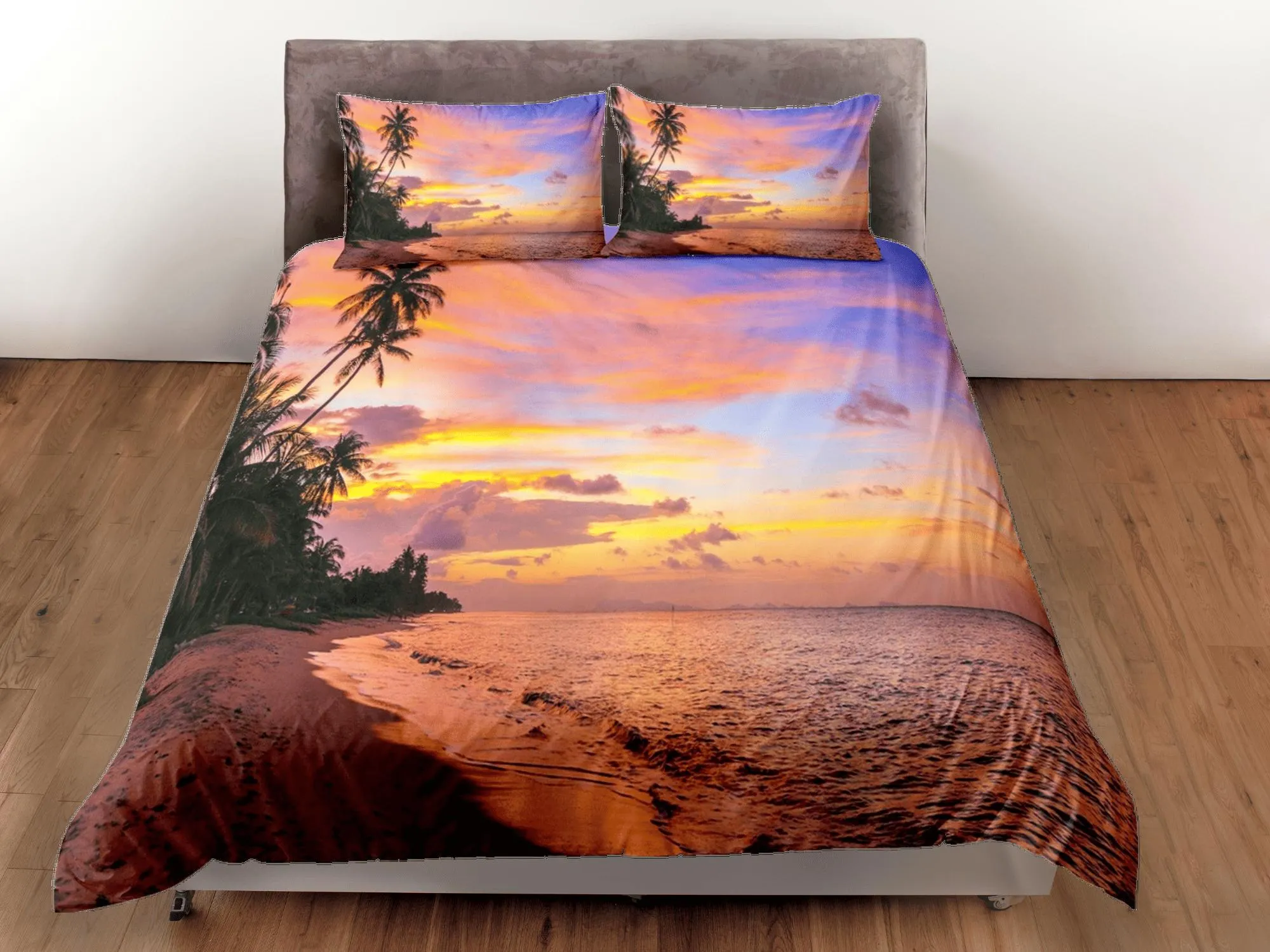 Sunset colors coastal grandma duvet cover nautical bedding set full queen king, aesthetic beach room decor, ocean lover gift seaman