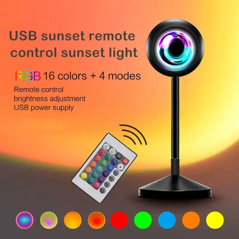 Sunset Lamp Projector RGB USB Led Night Light With Remote Control Portable Mood Light for Living Room Photography Neon Lights