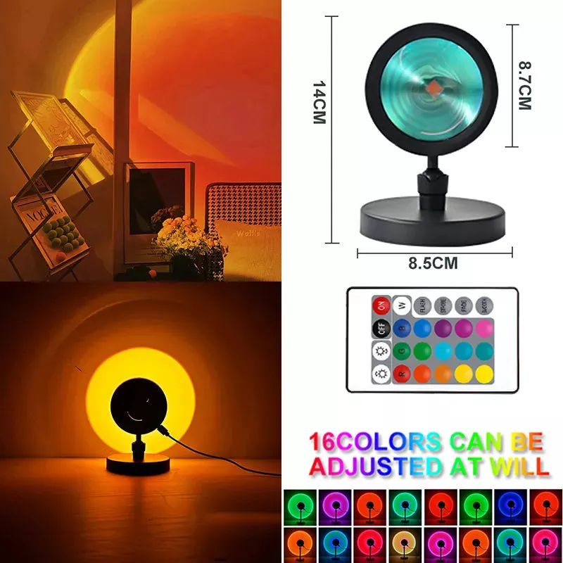 Sunset Lamp Projector RGB USB Led Night Light With Remote Control Portable Mood Light for Living Room Photography Neon Lights