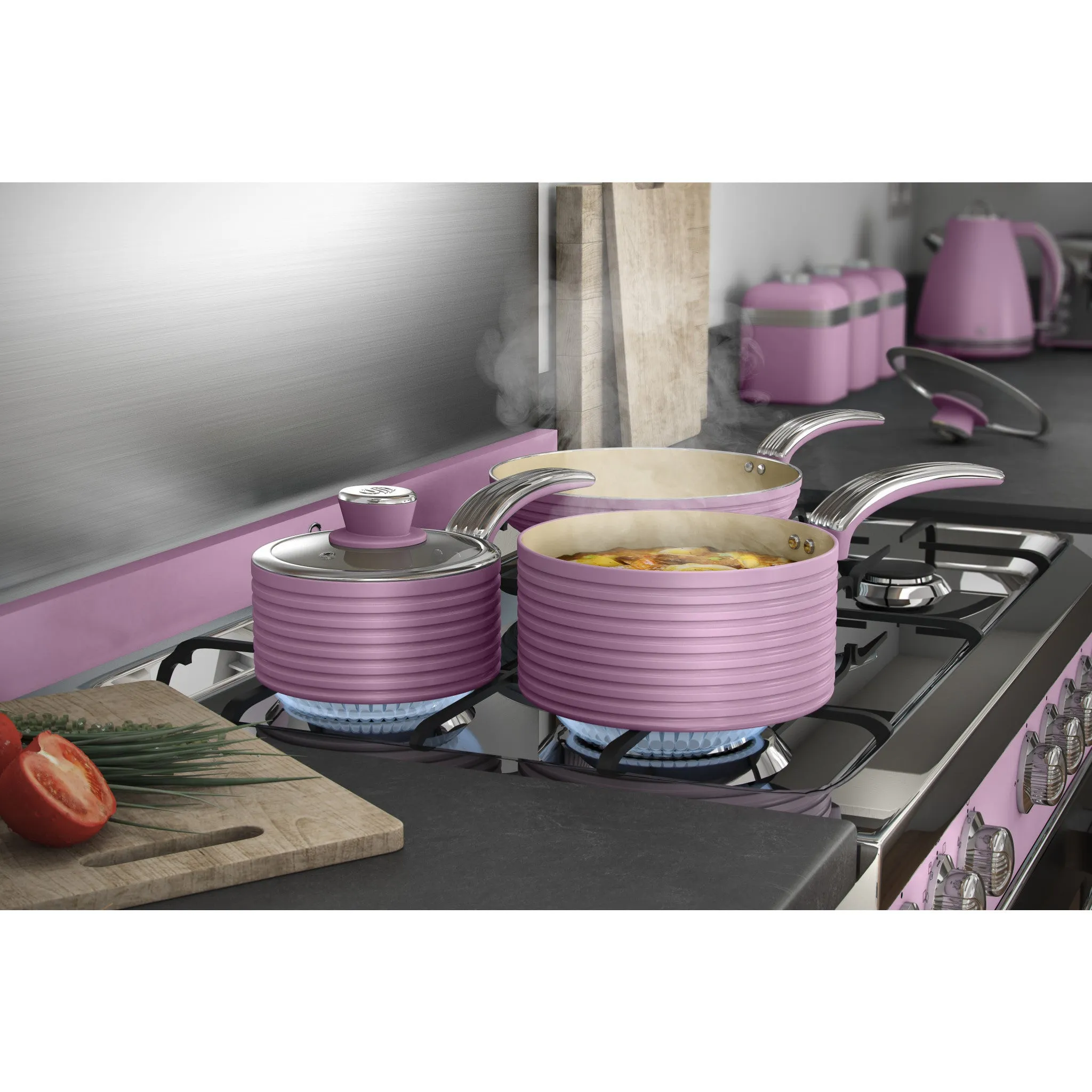 Swan Retro 3 Piece Saucepan Set