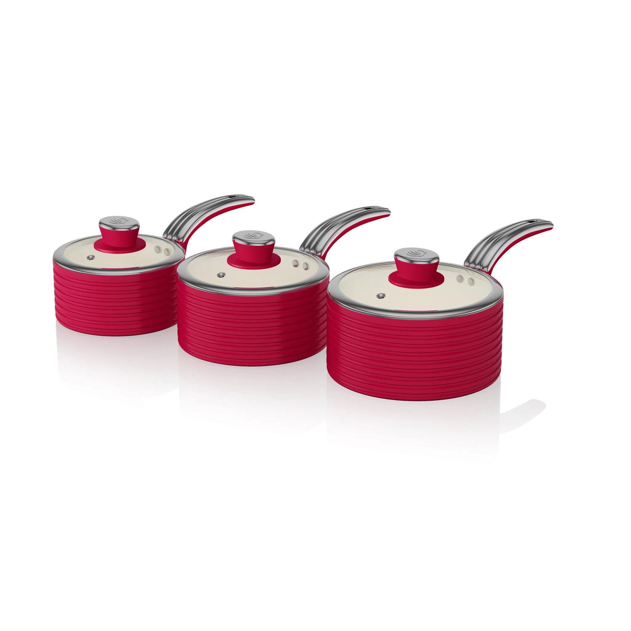 Swan Retro 3 Piece Saucepan Set