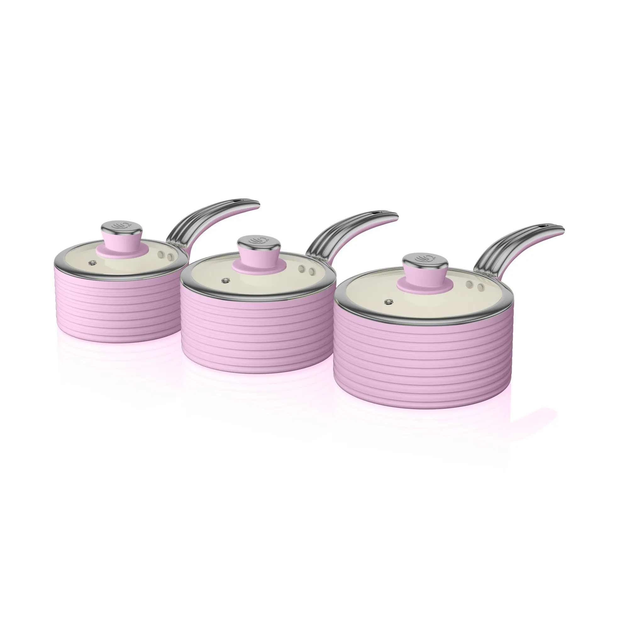 Swan Retro 3 Piece Saucepan Set