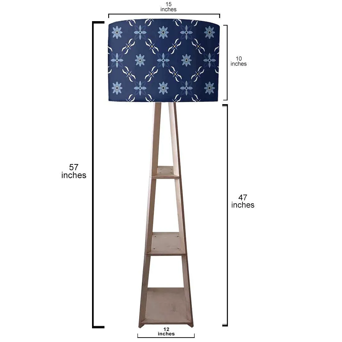 Tall Wooden Floor Lamp Light for Living Room - Floral Pattern