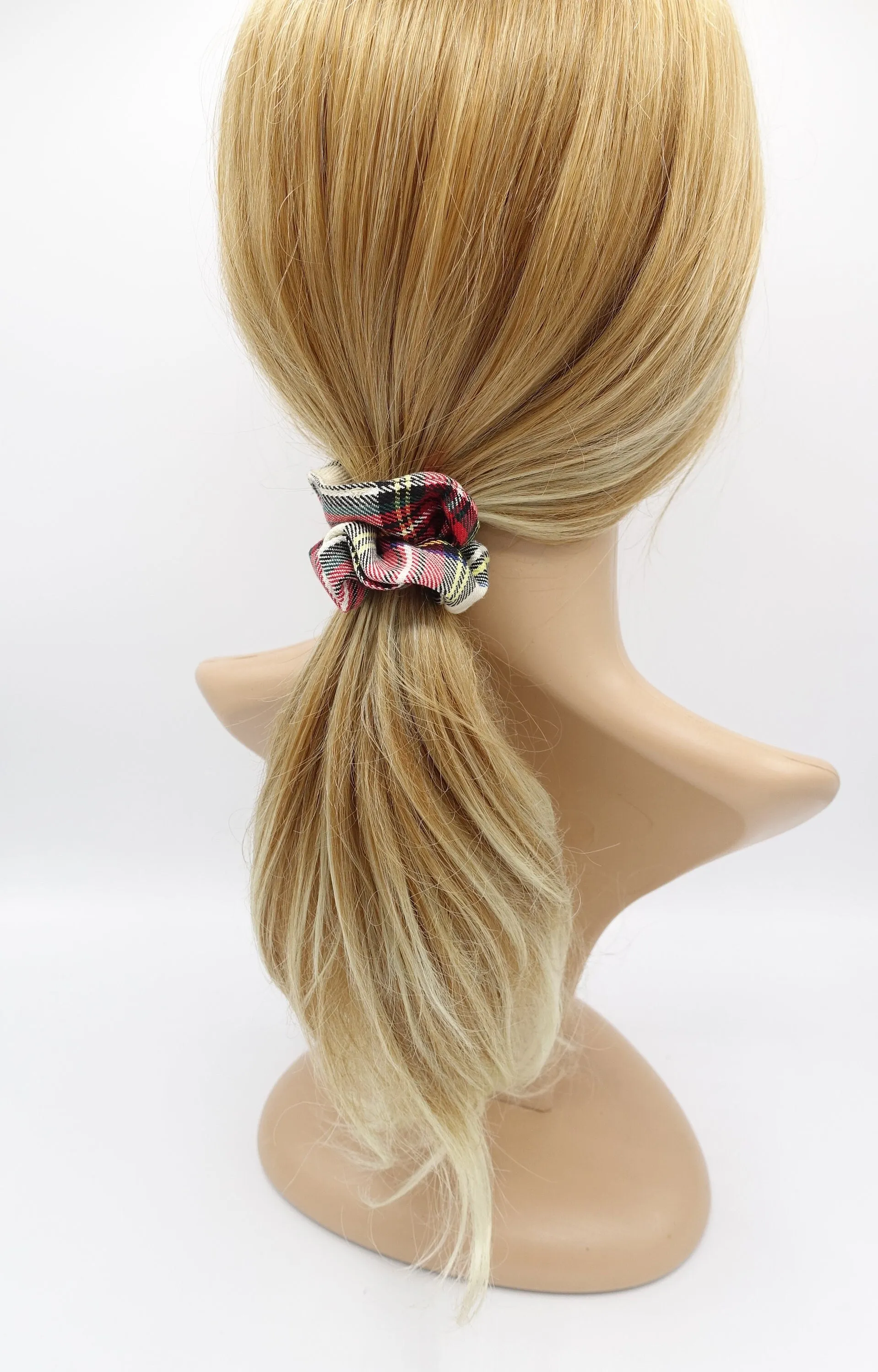 tartan scrunchies set, A set of 3 Tartan scrunchies, check scrunchies hair ties for women