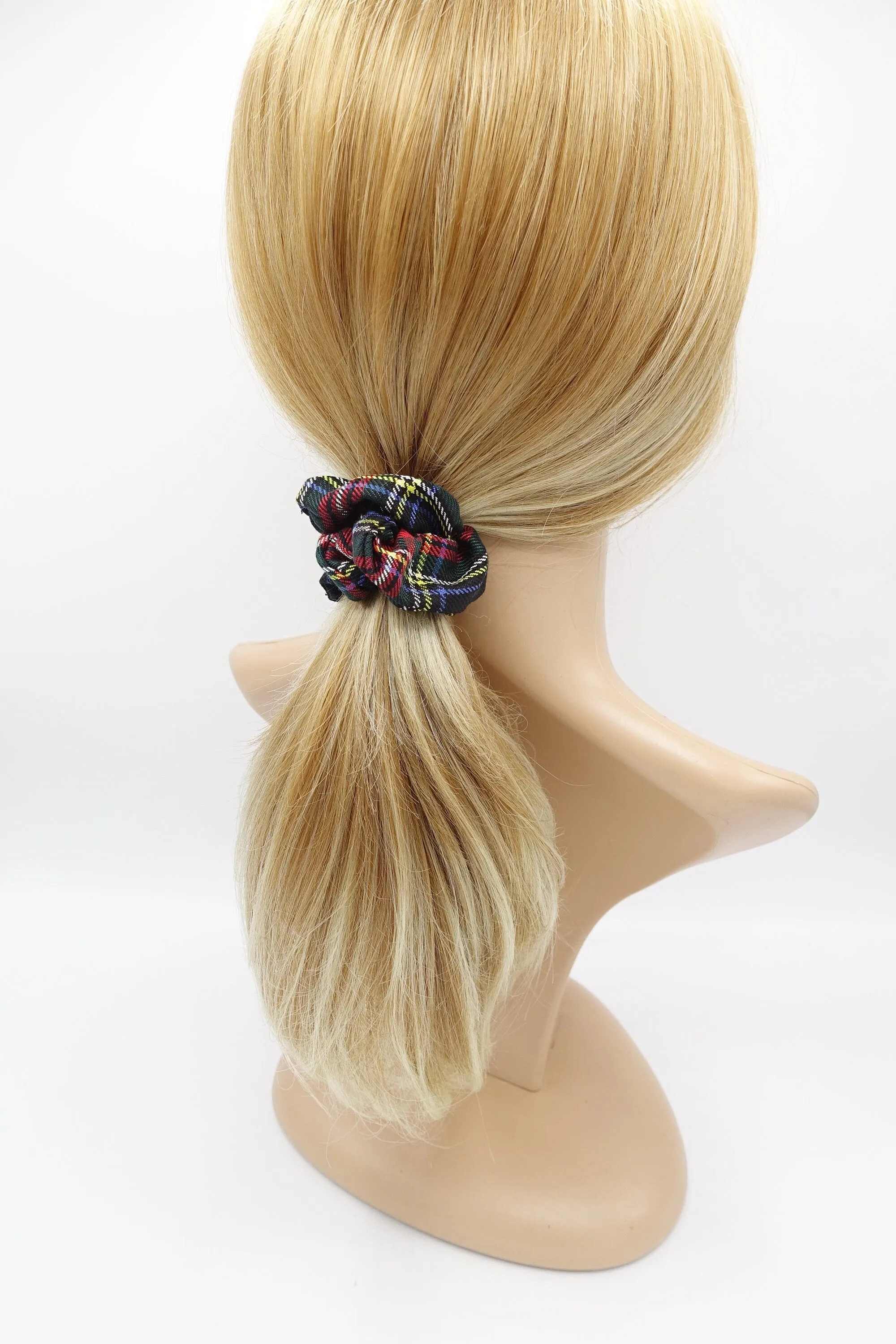 tartan scrunchies set, A set of 3 Tartan scrunchies, check scrunchies hair ties for women