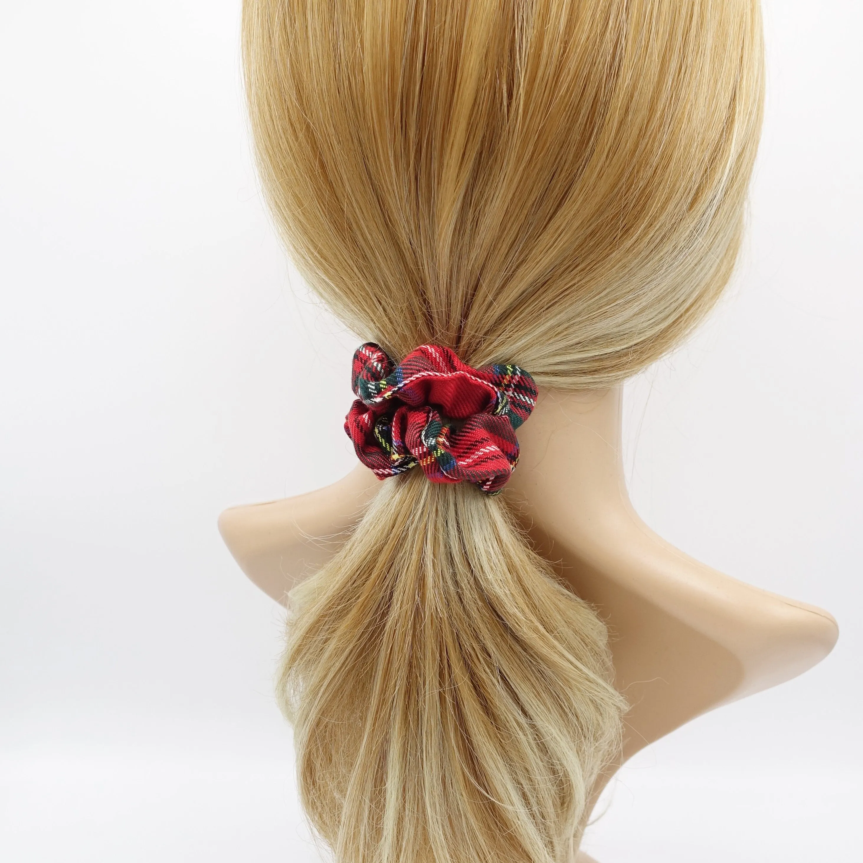 tartan scrunchies set, A set of 3 Tartan scrunchies, check scrunchies hair ties for women