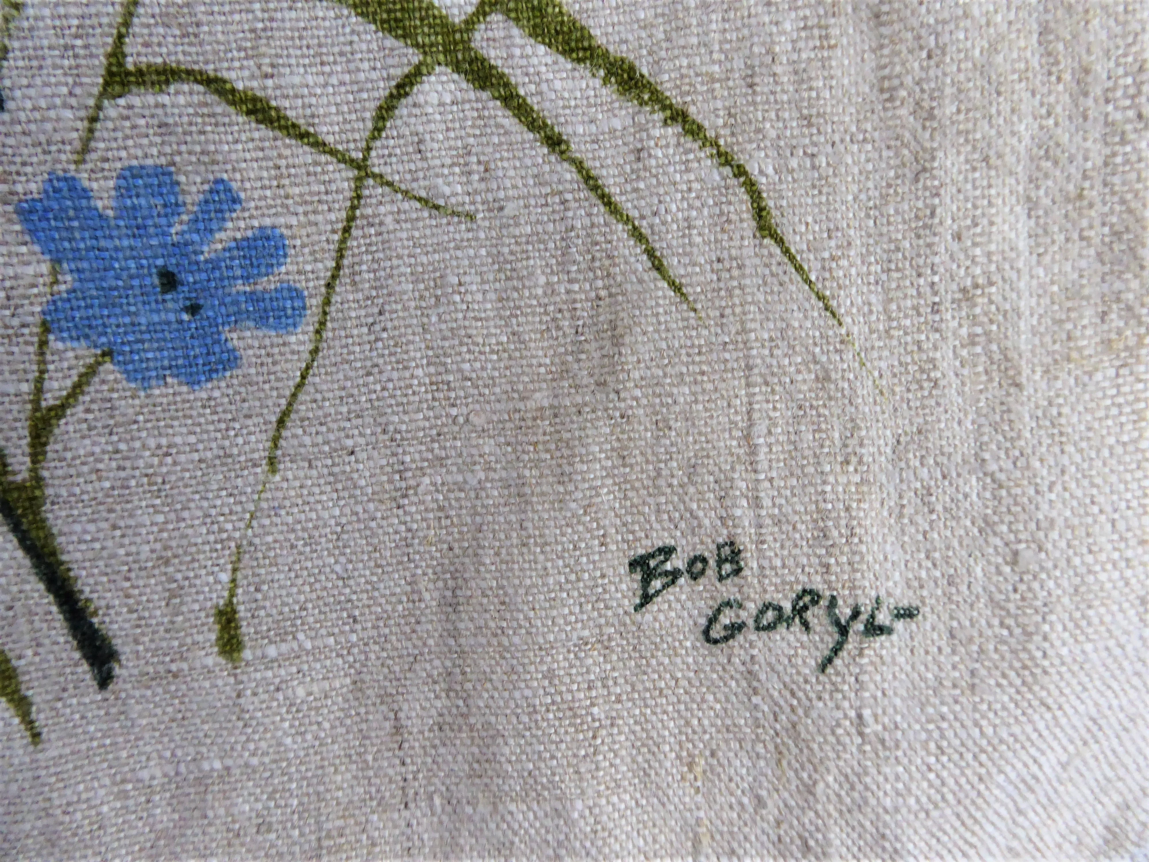 Tea Towel Wildflowers Kay Dee Designs 1970s Natural Linen Artist Signed