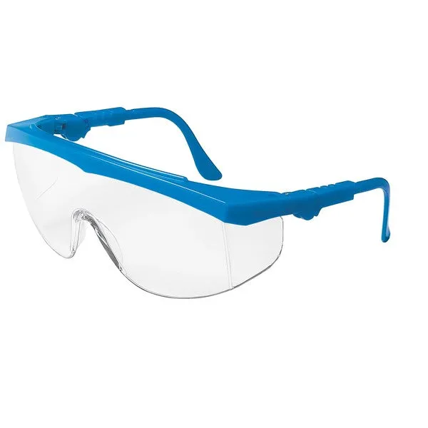 TK120 MCR Safety TK1 Series Safety Glasses, Clear Lens, Nylon Blue Temple