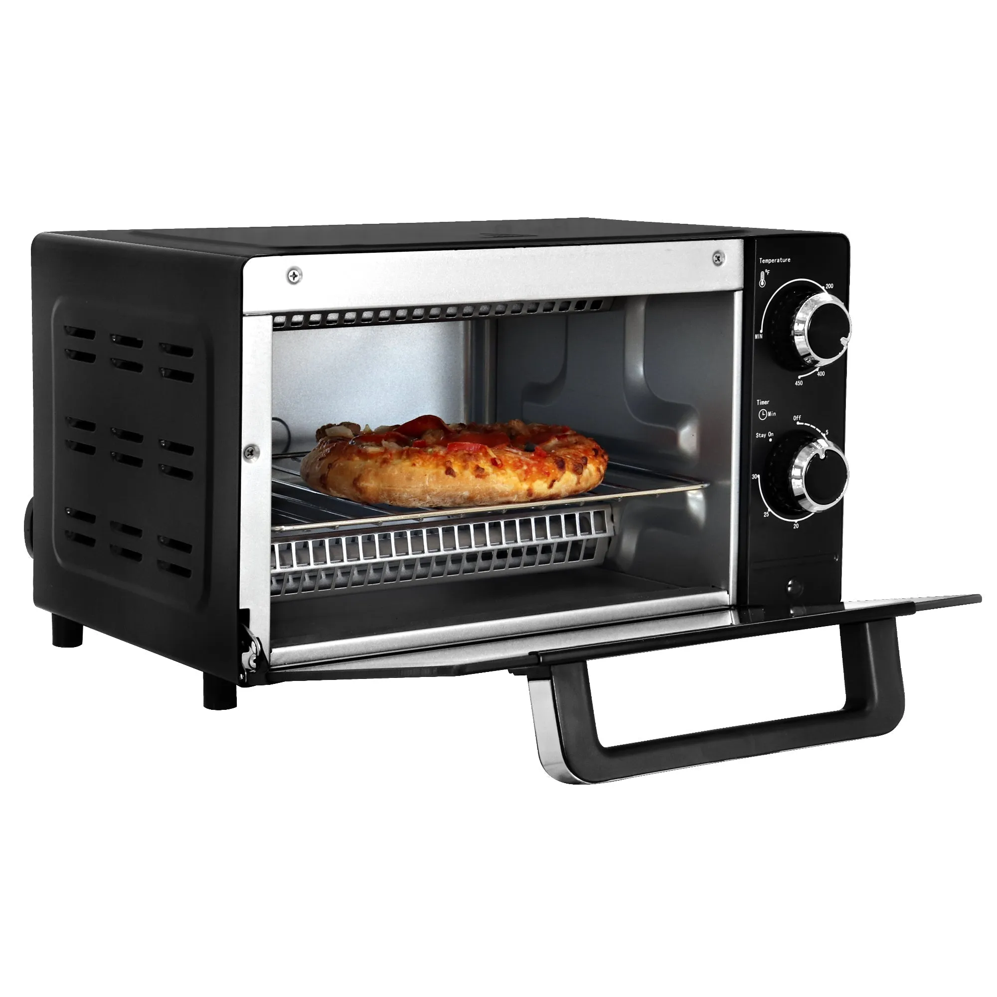 Total Chef 4-Slice Toaster Oven 1000W Black Compact Countertop Oven