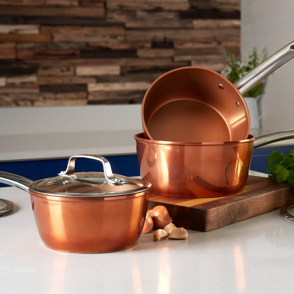 Tower Copper 3 Piece Saucepan Set  - Copper