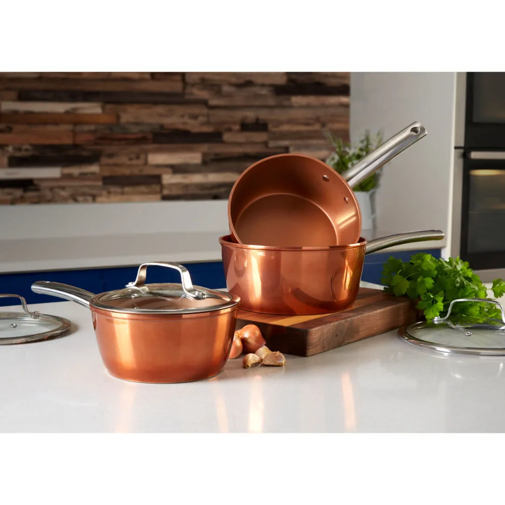 Tower Copper 3 Piece Saucepan Set  - Copper