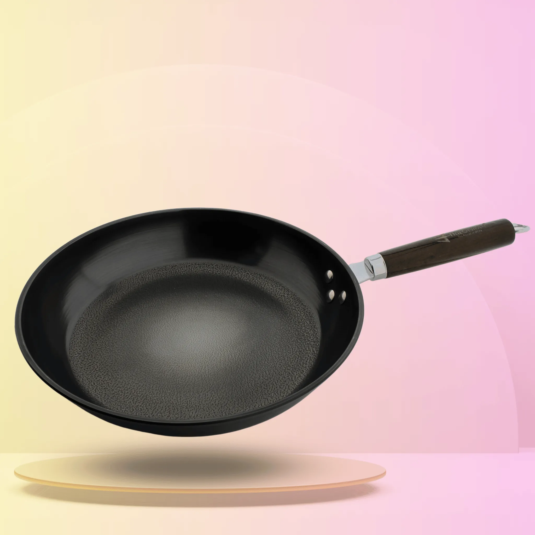 Trilonium Pre-Seasoned Carbon Steel Skillet Fry Pan 30 cms, Weighs 1.3 Kgs