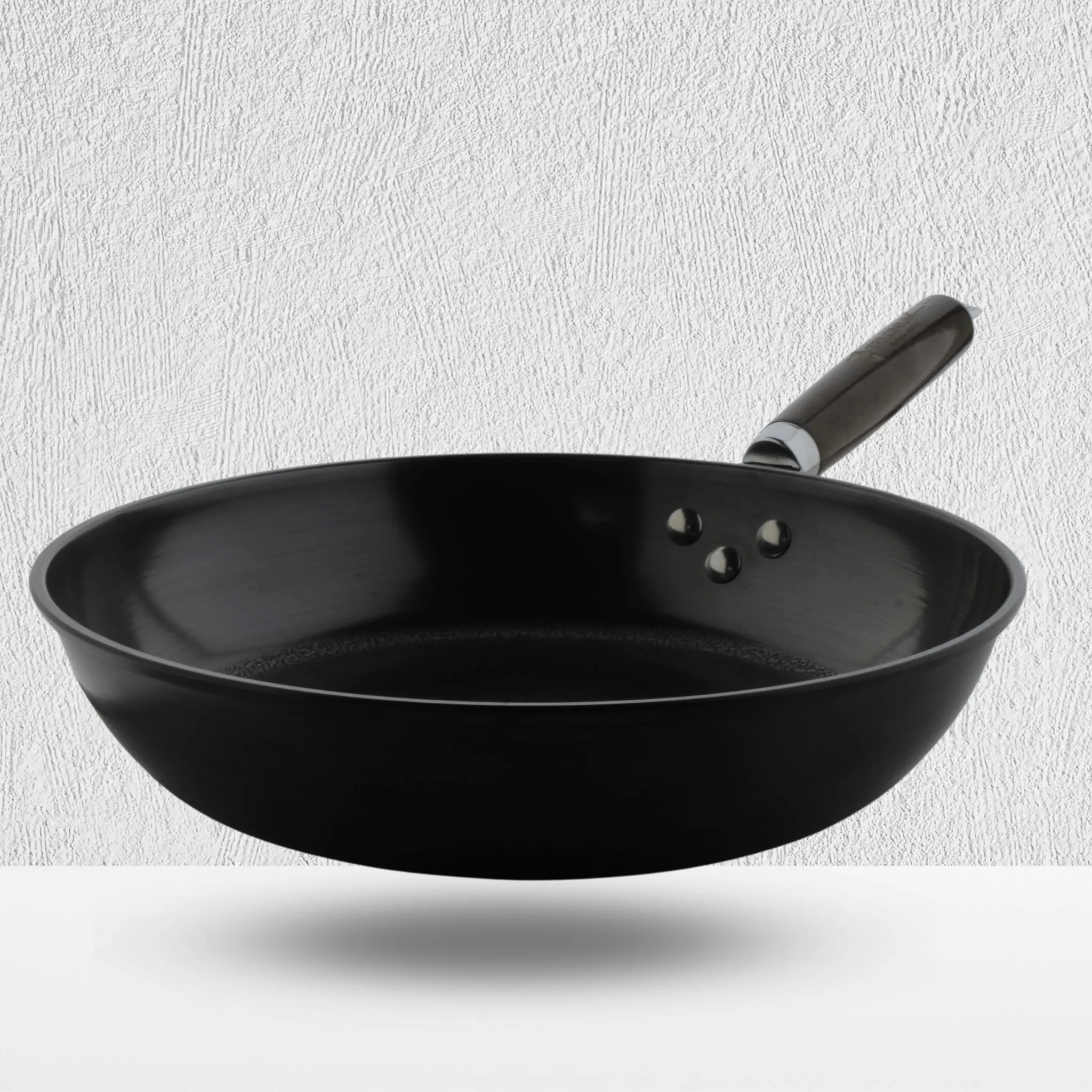 Trilonium Pre-Seasoned Carbon Steel Skillet Fry Pan 30 cms, Weighs 1.3 Kgs