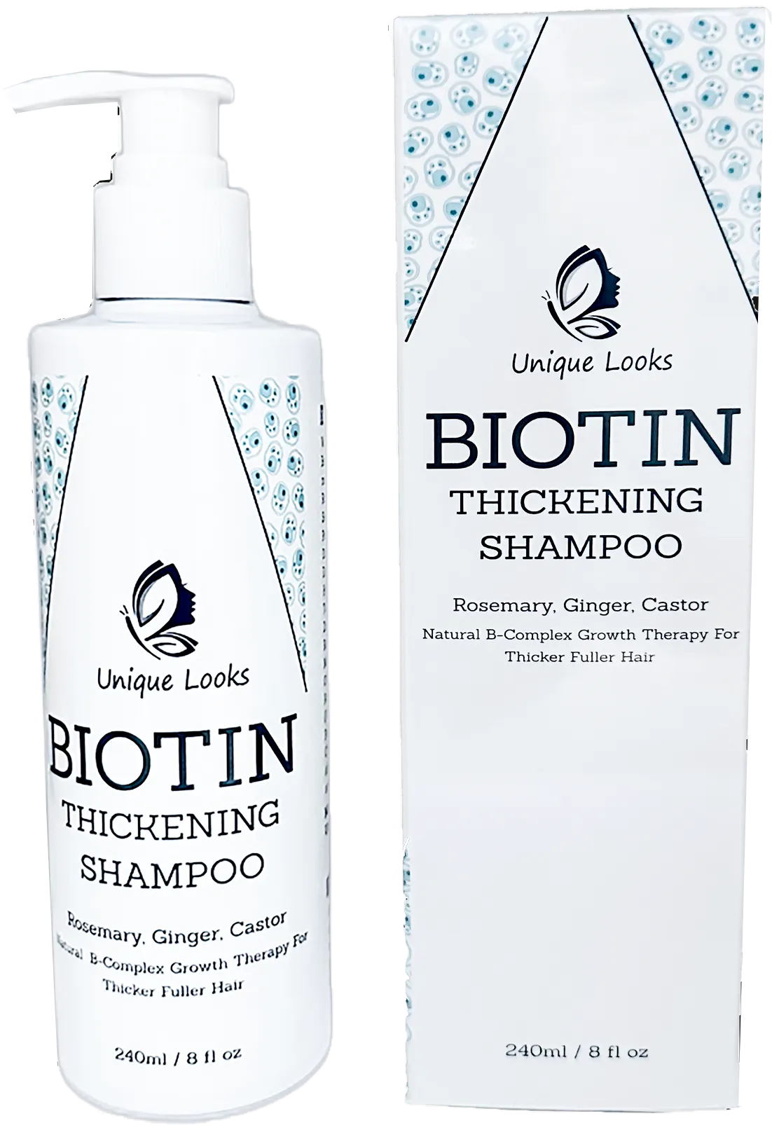 Unique Looks Biotin Shampoo, Natural Organic Vegan Oil, Hair Growth, Thickening Hair Loss Treatment For Men & Women.