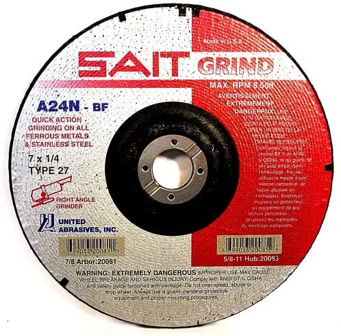 United Abrasives - Sait 20081 7" x 1/4" Quick Action Grinding Wheel