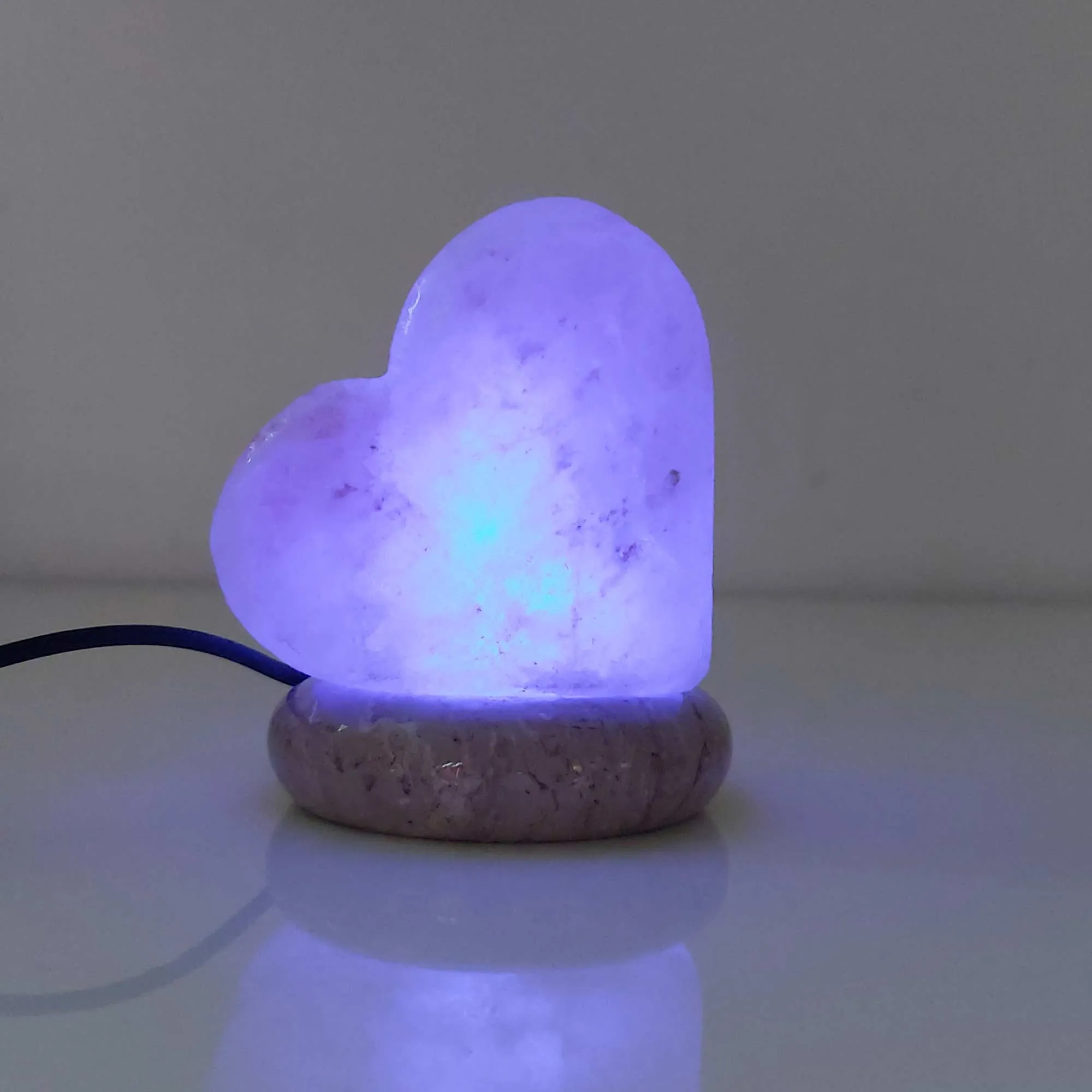 USB Colour Changing Salt Himalayan Lamp - Heart Love Shape Pink Rock LED Light