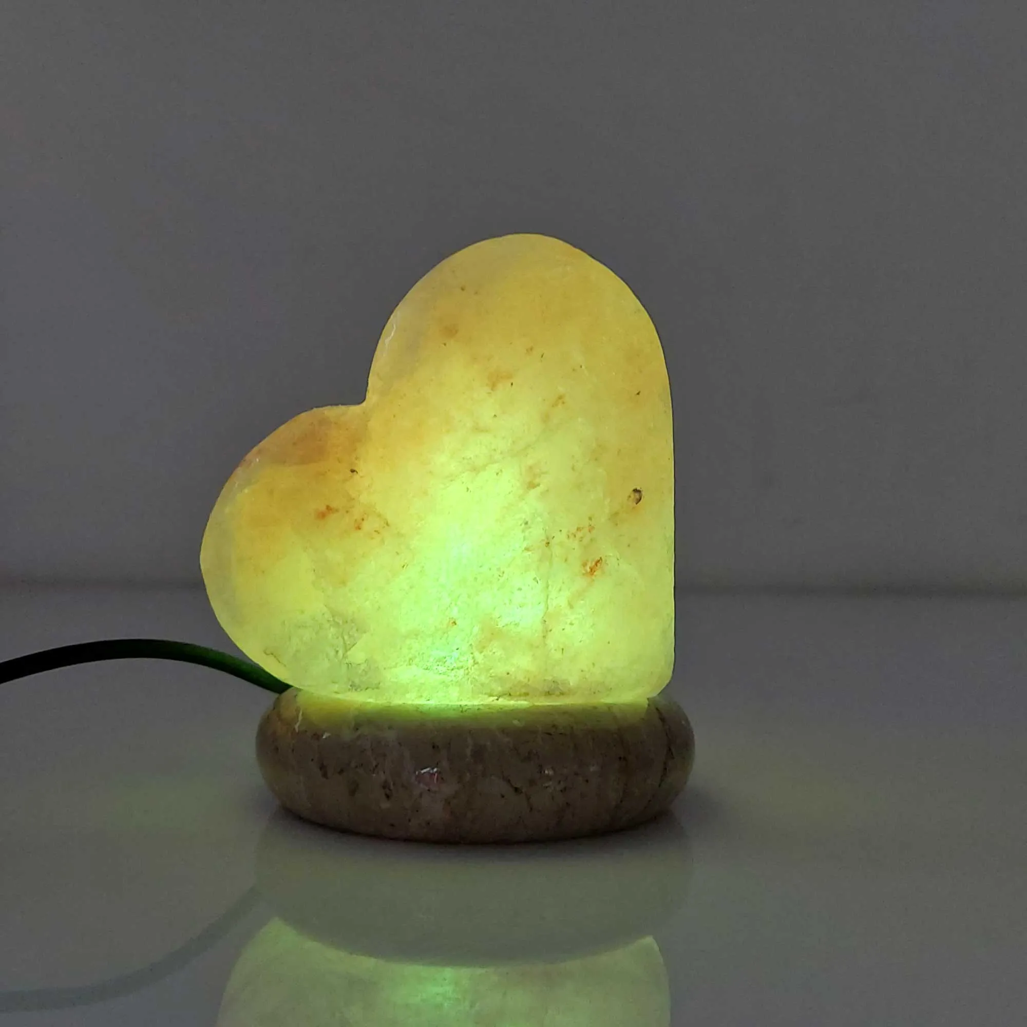 USB Colour Changing Salt Himalayan Lamp - Heart Love Shape Pink Rock LED Light