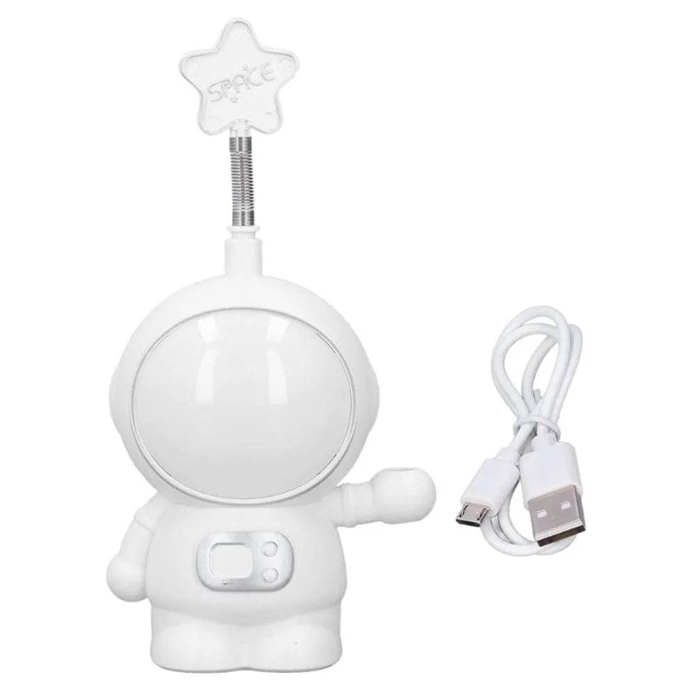 USB Rechargeable Astronaut Table Lamp, LED Table Lamp and Pencil Sharperner, ABS Material, USB Charging, 2 Light Modes for Home Table