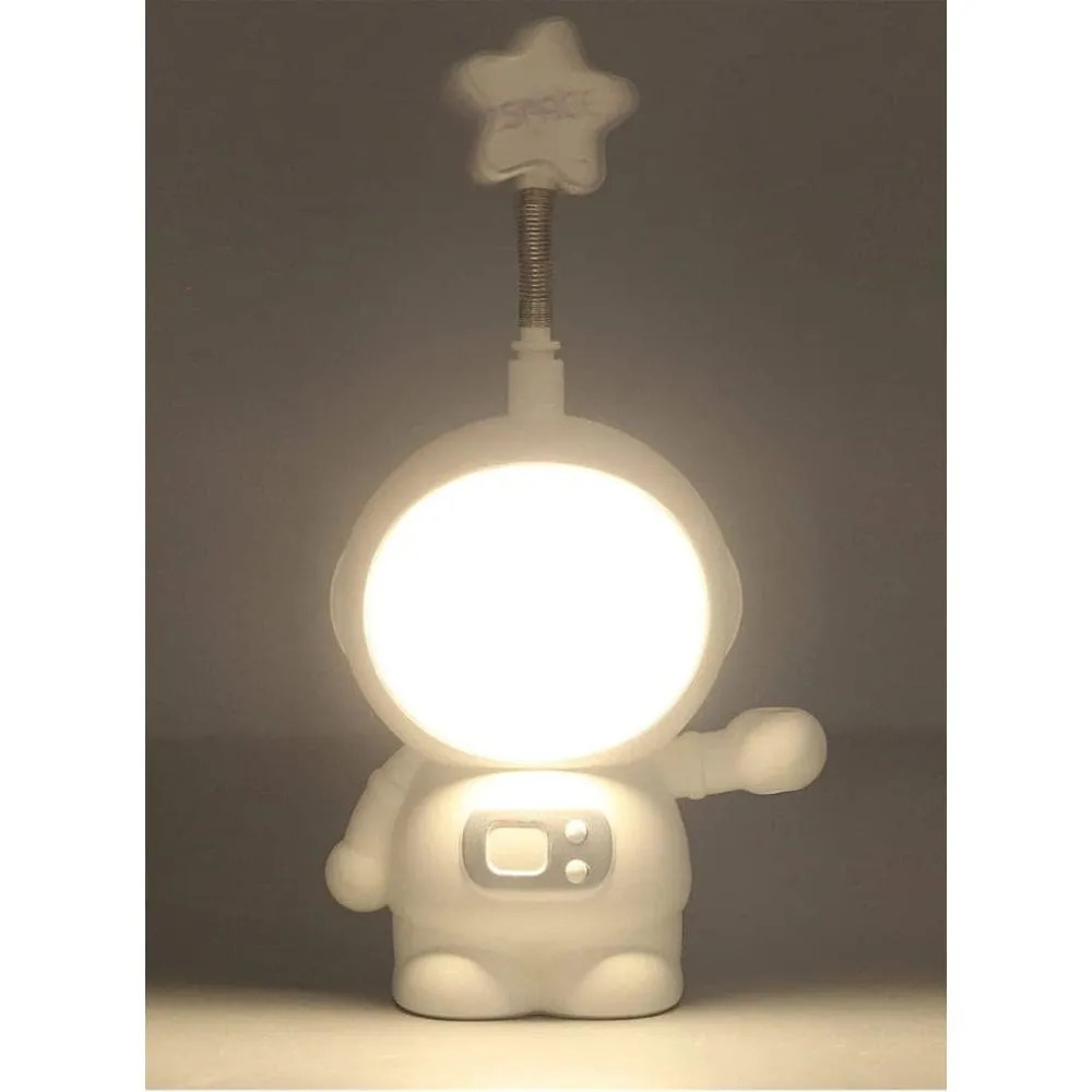 USB Rechargeable Astronaut Table Lamp, LED Table Lamp and Pencil Sharperner, ABS Material, USB Charging, 2 Light Modes for Home Table