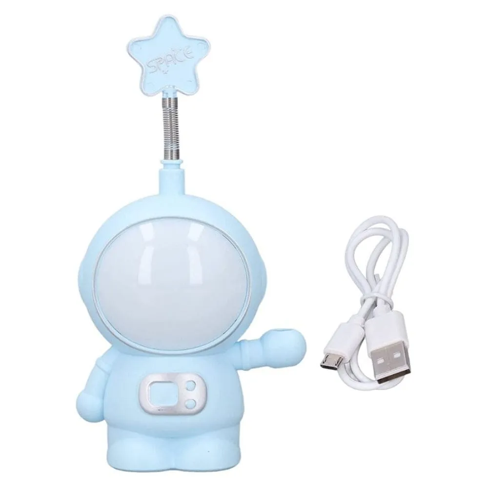 USB Rechargeable Astronaut Table Lamp, LED Table Lamp and Pencil Sharperner, ABS Material, USB Charging, 2 Light Modes for Home Table