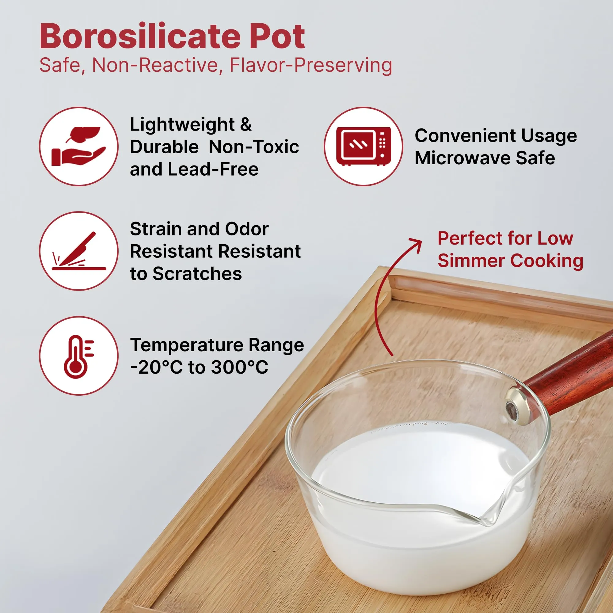 USHA SHRIRAM Borosilicate Sauce Pan with Lid & Handle (600ml) | Small Milk Tea Pan | Boiling Pan | Patila for Cooking, Boiling | Glass Cookware for Gas Stove | Gift for Housewarming (Transparent)