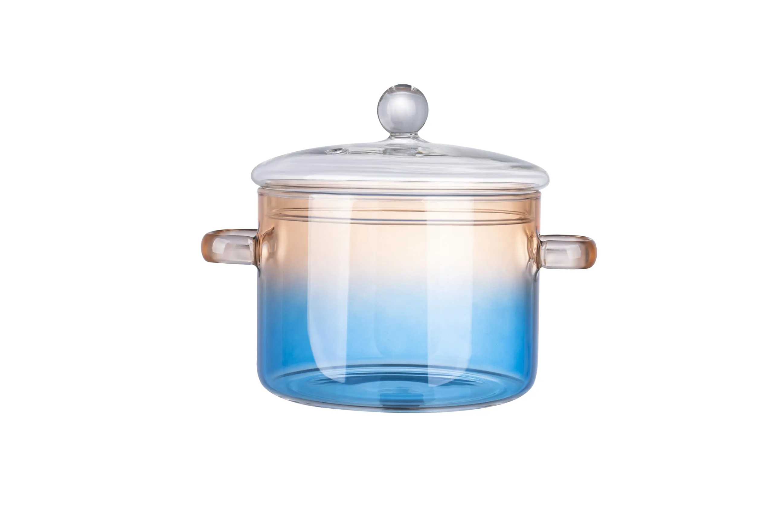 USHA SHRIRAM Borosilicate Tope with Lid & Handle (1.4L) | Handi Casserole | Small Milk Tea Pan | Boiling Pan | Patila for Boiling | Glass Cookware for Gas Stove | Gift for Housewarming (Amber)