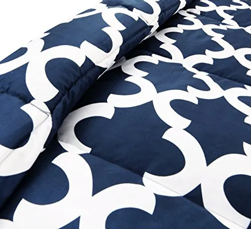 Utopia Bedding Printed Comforter Set (Queen, Navy) with 2 Pillow Shams